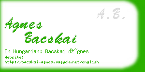agnes bacskai business card